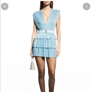 Sabina Musayev Mini Dress, blue, attachable belt, small